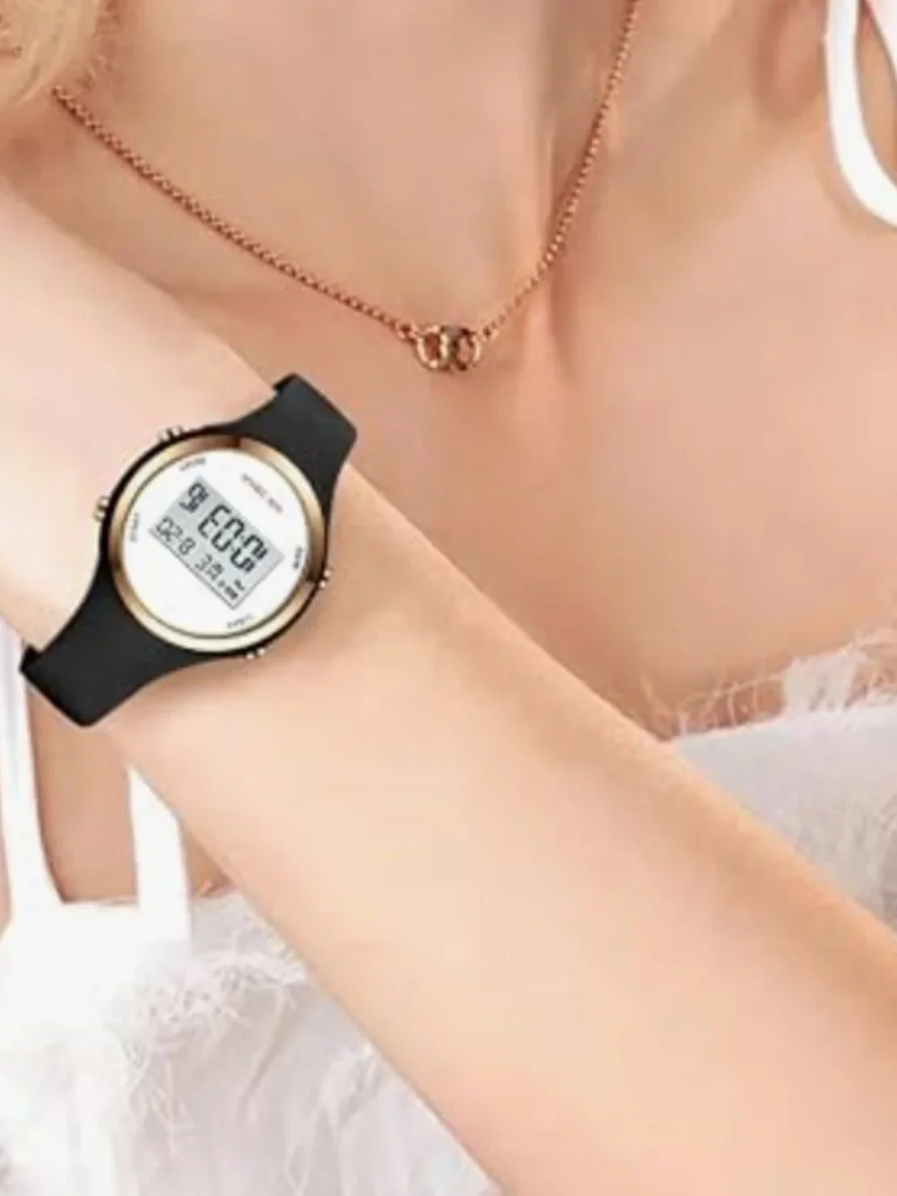 Black Digital Sport Watch 3ATM Waterproof LED Backlight Like New